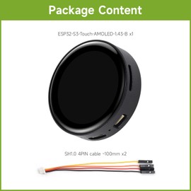 Waveshare ESP32-S3 1.43 inch AMOLED Display Development Board with CNC Metal Case, 466 x 466, QSPI Interface Round Display, Onboard Accelerometer and Gyroscope Sensor, RTC Chip, ESP32 with Display