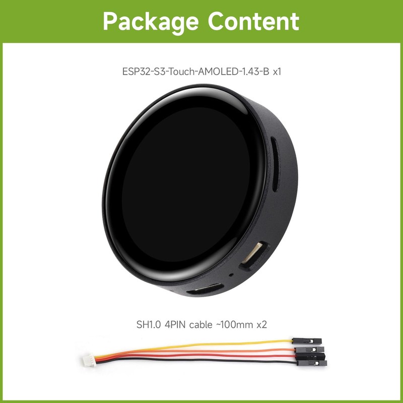 Waveshare ESP32-S3 1.43 inch AMOLED Display Development Board with CNC