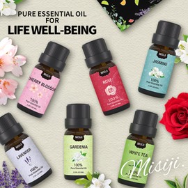 MISIJI Essential Oils Set- Essential Oils for Diffuser for Home,Diffuser Oils Scents for Aromatherapy,Laundry,Candle&Soap Making,Humidifiers 6 X 10 ML
