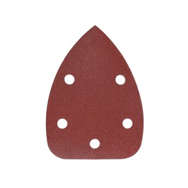 Mirka Red Delta Sandpaper Wood Sanding Triangles Velcro / 100 x 140 x 140 mm / Velcro Adhesion / 5-Hole / Grain P120 / Pack of 5 / for Sanding Wood, Metal and Plastic
