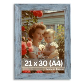 VictoR Vincent Vintage Picture Frame in Grey Blue 21 x 30 cm (A4) - Vintage Picture Frame Country House - Decorative Frame with Shatterproof Acrylic Glass - Picture Frame 20 x 30 cm Grey