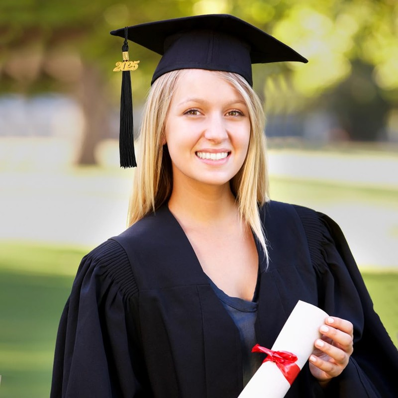 Black 2025 Graduation Tassels - 2 Pcs Tassel Charm for