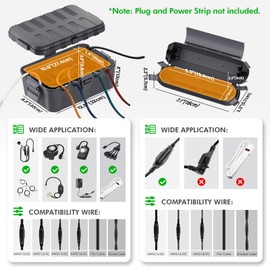 RESTMO 5-Piece Outdoor Waterproof Electrical Box Set – 12.5" x 8.5" x 5" Large & 7.1" x 2.3" x 2.3" Small, Weatherproof Boxes for Power Strip, Outlet, Plug, Socket, Timer, Holiday Light, Gray