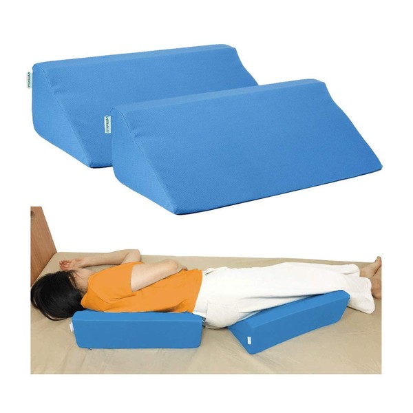 Wedge Pillow for Side Sleeping Positioning Wedges for Bed Sores Turning Pillow for Bedridden Patient Inclined Bed Bolsters Foam Triangle Cushion After Surgery Pregnancy Elevation(2 Pillow - Blue)