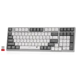 Redragon BK7114 Low-Profile Wireless Computer Keyboard, 98 Keys Slim Office PC Scissors Mechanism Keyboard w/ 2.4G BT Wireless Connection, Tactile Quiet Keystroke, Mixed Color Keycaps