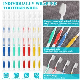Mifoci 300 Pcs Individually Wrapped Toothbrushes Bulk with Dental Floss Set 100 Soft Bristle Toothbrushes 200 Floss for Travel Office School Hotel Guest Homeless Holiday Gifts