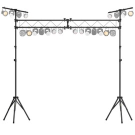 GEARit Lighting Truss System (x2) 12 Ft Tripod Stands With T-Bars (x2) 5 Ft Stage Trusses, 36 Mounting Points, Up to 200 Lbs Capacity for Pro-Grade Portable for DJ Lighting, Bands, Venues and Stages