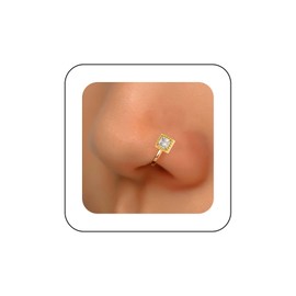 Andelaisi Punk Square Square Clip On Nose Ring Vintage Square Fake Nose Ring Gold Geometric Nose Cuff Hoop Ring Non Pierced Nose Ring Gothic Clip On Nose Ring Jewelry for Women