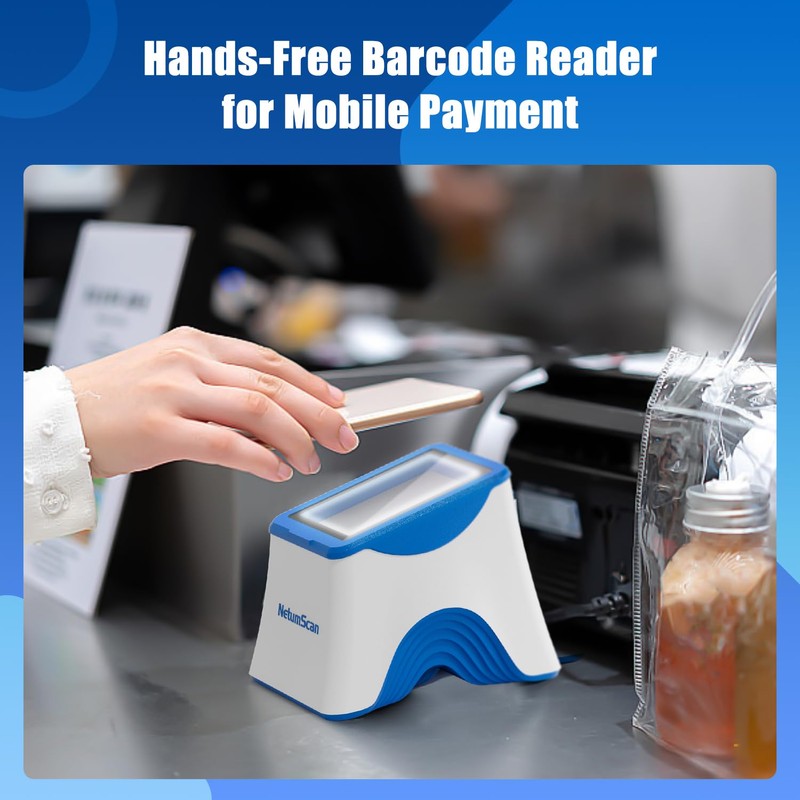 NetumScan Desktop Barcode Scanner, Omnidirectional QR Reader for Retail