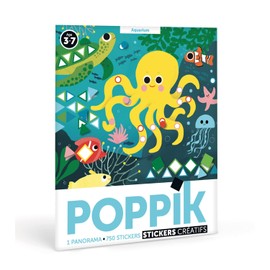 POPPIK 1841021 Sticker Poster, Aquarium, Panorama Poster with 750 Stickers, Sticker Set for Crafts, for Children from 3 Years, 140 x 25 cm