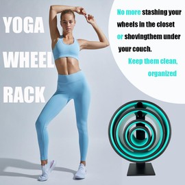 Ligepu Yoga Wheel Rack -Metal Wall Mount Home Gym Storage for Muscle Rollers and Yoga Wheel,Secure, Easy Storage for All 4 Wheel Sizes,As Yoga Room/Home Gym Decor (Not Included Yoga Wheel)