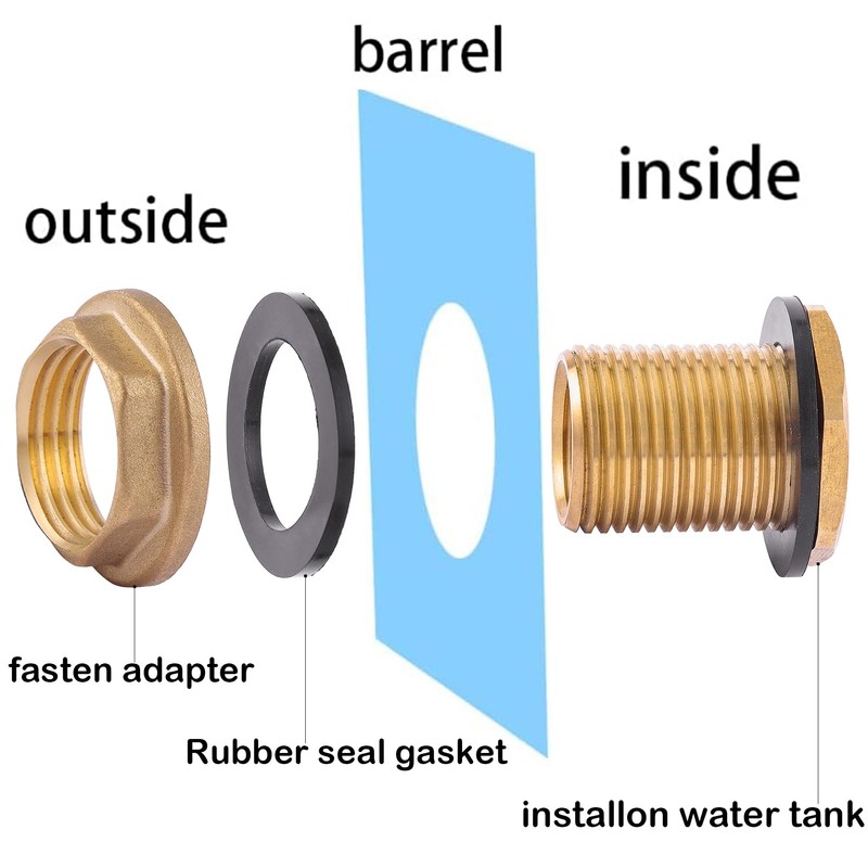2 PCS Bulkhead Fitting,Solid Brass,1/2" NPT Female 3/4" GHT(Garden Hose