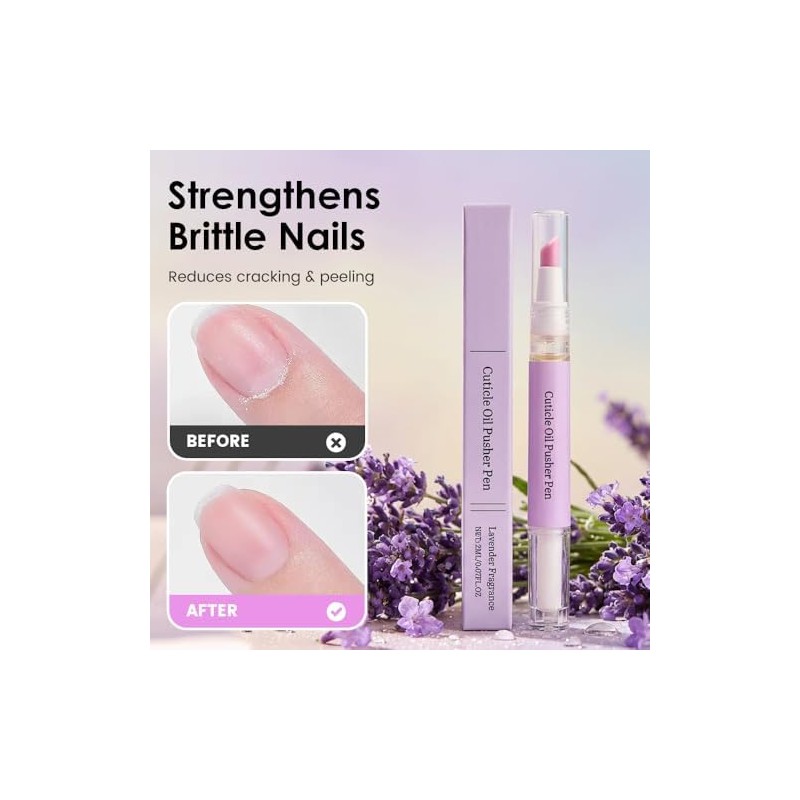 2en1 Empujador de Cutículas y Aceite para Cutículas,Herramienta de Manicura