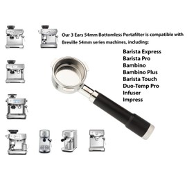 LILQ 54mm Spouted 3 Ears Portafilter Compatible with Breville Machines Stable Handle (Barcino Fusion, 54mm Double Spouts)