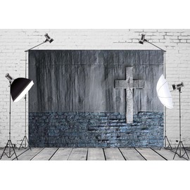 Loccor Fabric 6x4ft Old Wall with Cross Easter Backdrop He is Risen Photography Background 50 Anniversary Decors Christianity Baptism Religion Vintage Video Photo Shoot Studio Props Church Tapestry