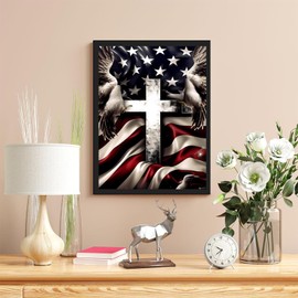 JXAVAXDE Cross with Doves Diamond Painting Kits for Adults, Christian Diamond Art Kits 5D DIY Full Drill Diamond Dots for Gift Wall Decor Gem Arts 12x16 inch