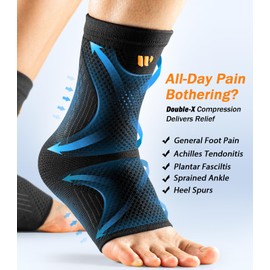 WHCOOL Ankle Compression Sleeve, 3D Knit Ankle brace With Fish Silk Strap for Max Support, Foot Support for Plantar Fasciitis, Achilles Tendonitis Relief,Sprained Ankle(1 Pair) XXL