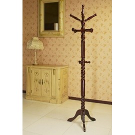 Frenchi Furniture Coat Rack with Spinning Top Portion in Dark Walnut Finish