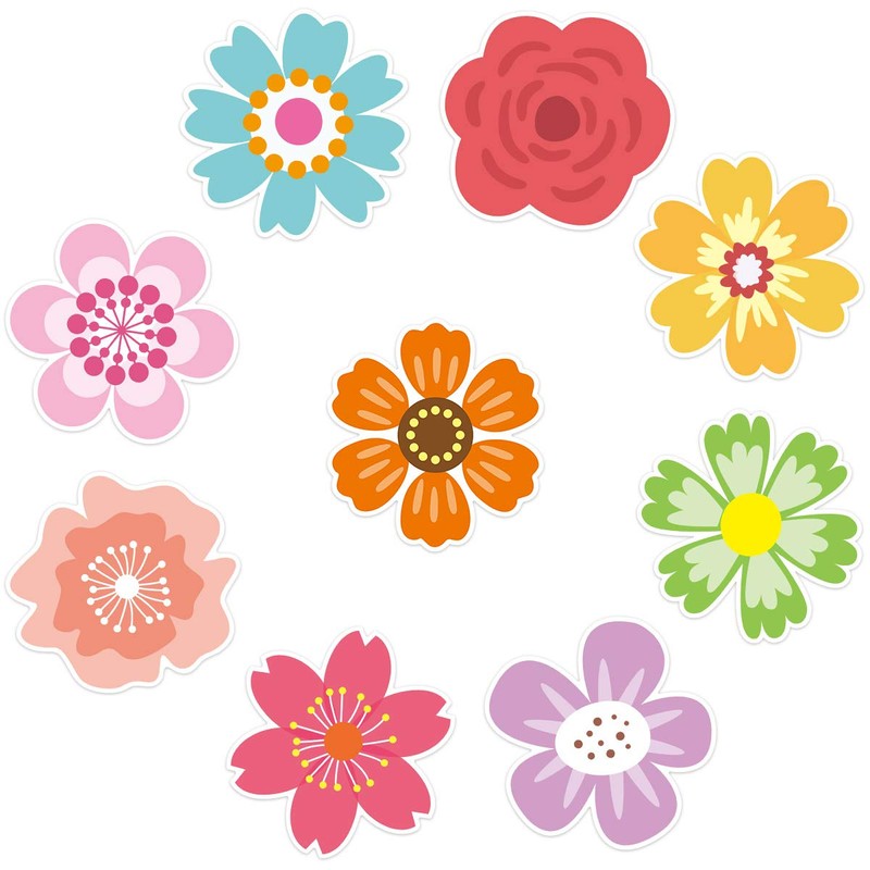 Ceiba Tree 54 Pcs Flower Cutouts Summer Flowers Bulletin Board