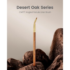 Desert Oak Series Bent Eyeliner Brush - 30° Angled Kolinsky Sable for Sharp Lines & Brows, Luxury Bubinga Handle (CM 177)