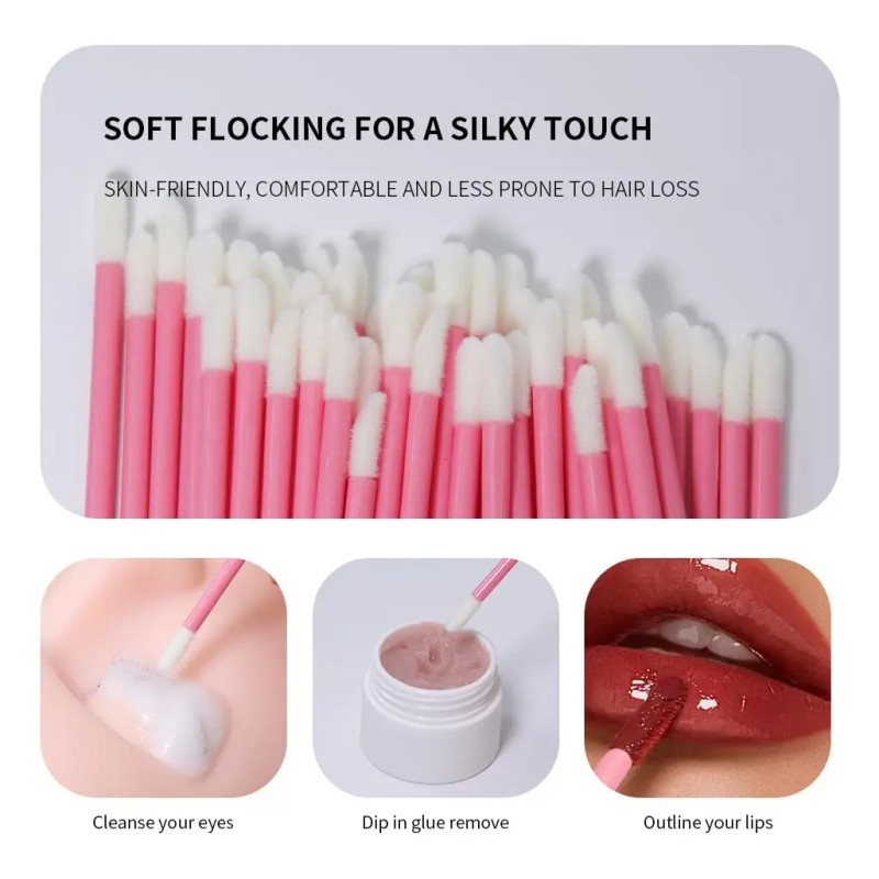 300 Microbrush +150cepillos+150lip Brush Para Pestañas Rosa