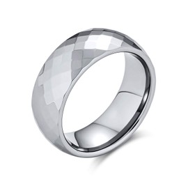 Bling Jewelry Couples Multi Faceted Prism Cut Titanium Wedding Band Rings for Men for Women Silver Tone Comfort Fit 8MM