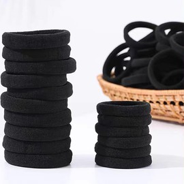 200PCS Black Hair Ties for Women Girls Seamless Thick Hair Band Elastic Hair Ties No Damage Ponytail Holder for Long Lasting Braids Ponytails and Medium Hair Cotton Elastic Bands Soft Hair Accessories