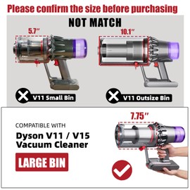 HEDONLEE Dust Bin Replacement for Dyson V11 V15 SV14 SV15 SV22 Vacuum Cleaner, Large Bin for Dyson No. 970050-01 and No. 965443-01