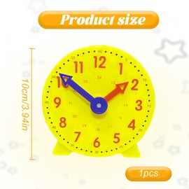 Teaching Clocks for Children Yellow Kids Clock learn to tell the time clock 24-Hour Time Teaching & Demonstration Clock Telling The Time Clock for Kids Diameter 10cm for Ages 4+，toddler clock