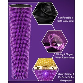 RhymKawa Rhinestone Microphone Cover for Wired Mic Shuer SM58LC, Beta 58A Universal Transmittor Skin Shining on Tours TV Shows Podcast