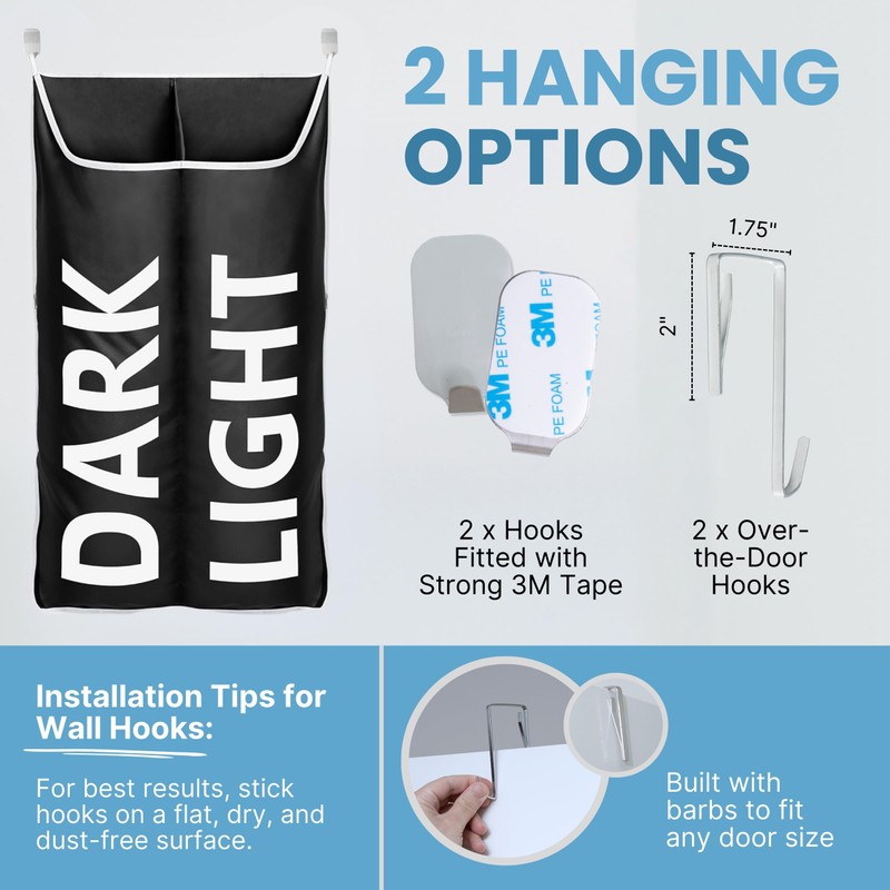 DONAQ Hanging Laundry Hamper Bag XL, Space Saving over the