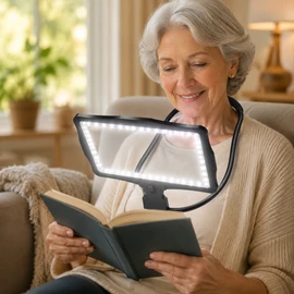 10X Hands-Free Full-Page Magnifying Glass with 50 LED Lights & Flexible Neck