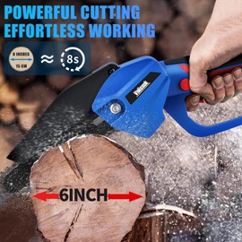 Vniissok Chainsaw 6 Inch Mini Electric Chainsaw Cordless With 2x 2.0Ah Battery Handheld Electric Portable Chainsaw Brushless Hand Saw for Wood Cutting/Tree Branches Trimming (6 inch)