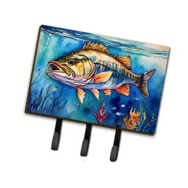 Caroline's Treasures Striped Bass Leash or Key Holder Wall Hooks, Key Hooks Holder, Coat Rack Wall Mount, Coat Hooks, Hooks for Hanging Keys, Towels, Aprons, Leashes