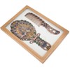 Peacock-Design Hand Mirror & Comb - Multi-Colored