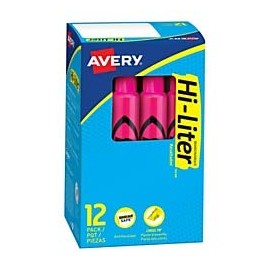 Avery 24010 Hi-Liter Desk Highlighter, Chisel Tip, Fluorescent Pink, 12-Each/DZ