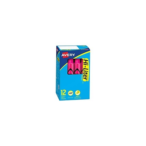 Avery 24010 Hi-Liter Desk Highlighter, Chisel Tip, Fluorescent Pink, 12-Each/DZ