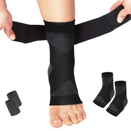 2 PCS Tobillera para Esguince Ortopédica,Ajustable Protección de Tobillo,Tobillera deportiva,para Hombres y Mujeres,Tobillera ortopédica de compresión antideslizante para fitness, esguinces de tobillo(Negro, Medium)