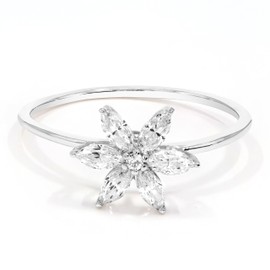 VIR JEWELS 3/5 cttw Lab Grown Diamond Engagement Ring .925 Sterling Silver Marquise and Round Bridal Size 7