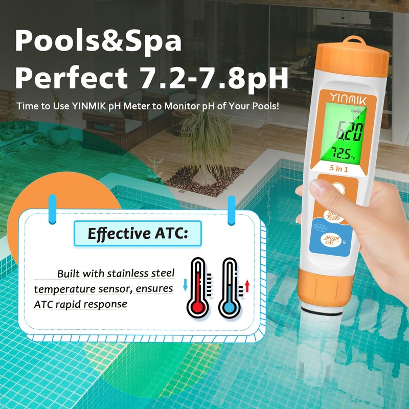 YINMIK Pool Salt Tester New Update 5 in 1 pH