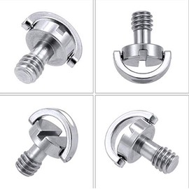 WOIWO 2PCS 1/4-inch Camera Screw Stainless Steel Tripod Head Rapid Mounting Plate Screw,One Slot Lengthened Quick Unscrew.