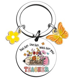 Teacher Gifts Teacher Keychain Teacher Appreciation Gifts Thank You Gifts Thanksgiving Gifts for Teachers Butterfly Key Chain Teacher Valentine Gift Daycare Teacher Gifts Flower Keychain