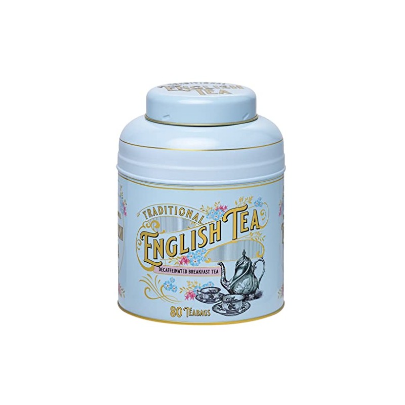 New English Teas Vintage Victorian Powder-Blue Tea Caddy with 80