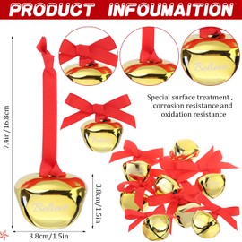 Sdfsdf 30 Pieces Believe Bell Ornament for Christmas Tree Sleigh Bell with Ribbon Xmas Party Home Decoration 1.5 inch (Gold)