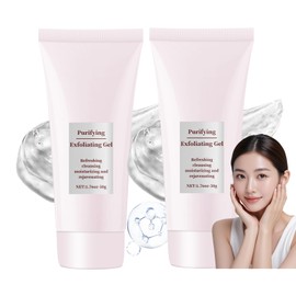 2PCS Purifying Exfoliating Gel, Facial Exfoliator Cleanser, Exfoliating Gel Scrub for Face, Facial Exfoliator with Sodium Hyaluronate & Vitamin C, Refreshing, Cleansing, Moisturizing & Rejuvenating