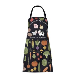 BNQL Vegan Apron Vegan Lovers Gifts Vegan Gifts Animals Are My Friends I Don't Eat My Friends Vegetarian Apron Vegan Chef Apron