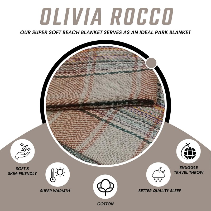 Olivia Rocco Recycled Picnic Blanket Check Stripe Design Super Soft