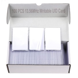 HERNAS 100pcs Rewritable UID Smart Card, Mi-Fare 1K S50 RFID Cards Keys, 13.56MHz PVC Blank Card Door Card for Access Control System, Block 0 Sector, Comply ISO 14443A