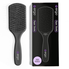 Ergo Super Gentle Paddle Brush for Blow Drying - Hair Brushes for Women with Thick or Thin Hair - Dual Hairbrush for Women - Detangler Hair Brush - Gently Detangles Curly or Wet Hair - Size: ERG750 (Mini Paddle)