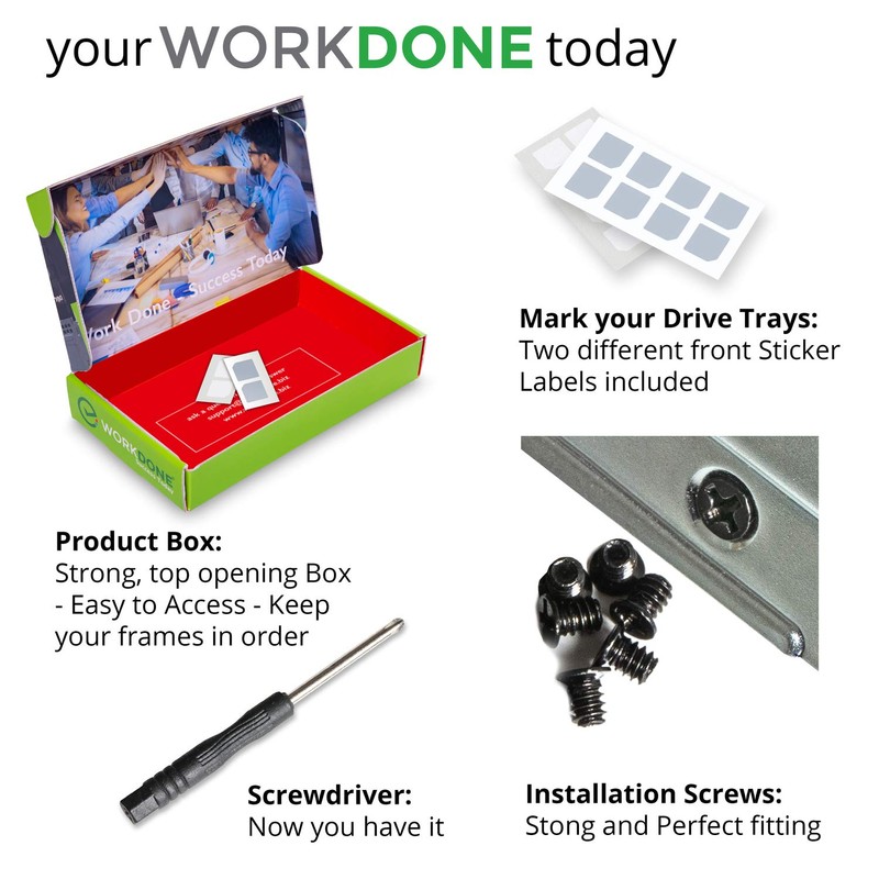 WorkDone 4 Pack - 3.5" Hard Drive Caddy - Compatible